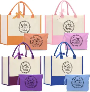 Fokongna Girls Trip 2025 For Women Friend Sister Travel Gifts Canvas Tote Bag Wet Bag for swimsuit Beach Bags Gifts