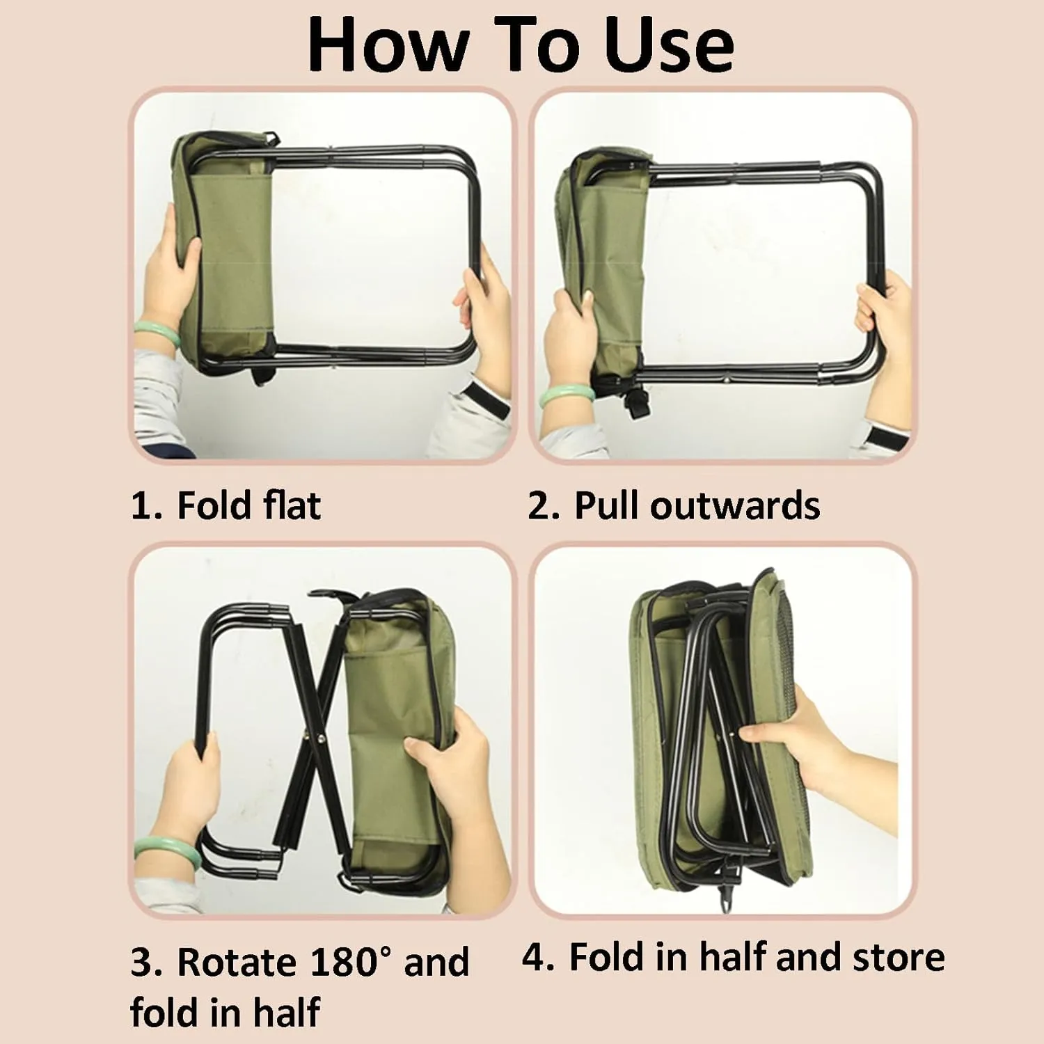 Foldable Backpack Stool – Portable Aluminum Folding Seat for Outdoor Hiking, Camping, Fishing (2Pcs*A, Medium)