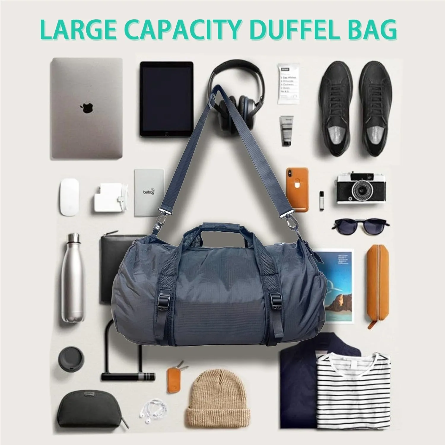 Foldable Travel Duffel Bag,Unisex Travel Tote Bag,Fitness Sports Tote Bag,Waterproof Duffel Bag' 41L Weekend Travel Overnight Bag (Blue)