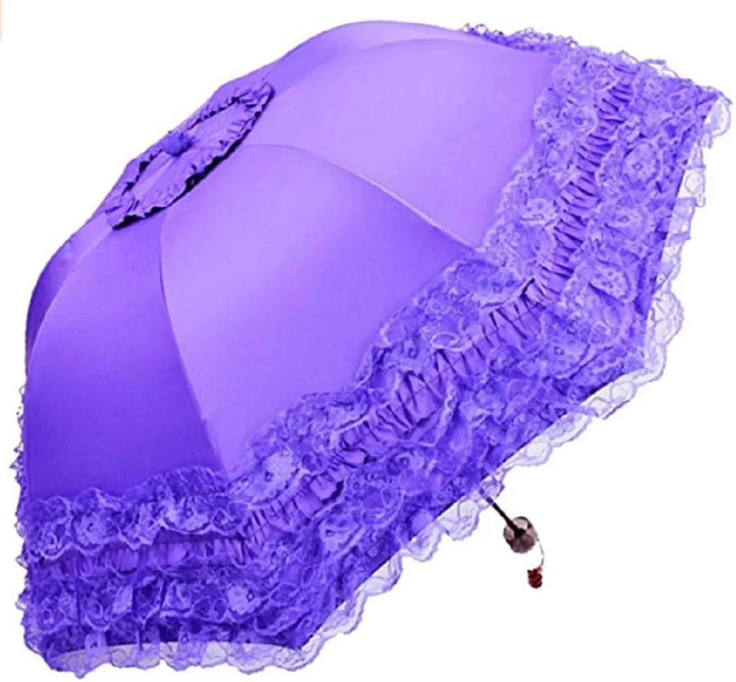 Foldable Travel Umbrella Compact UV Resistance sunshade Princess Lace Parasol Umbrella Sun Umbrella for Women Girls