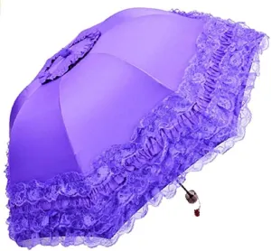 Foldable Travel Umbrella Compact UV Resistance sunshade Princess Lace Parasol Umbrella Sun Umbrella for Women Girls