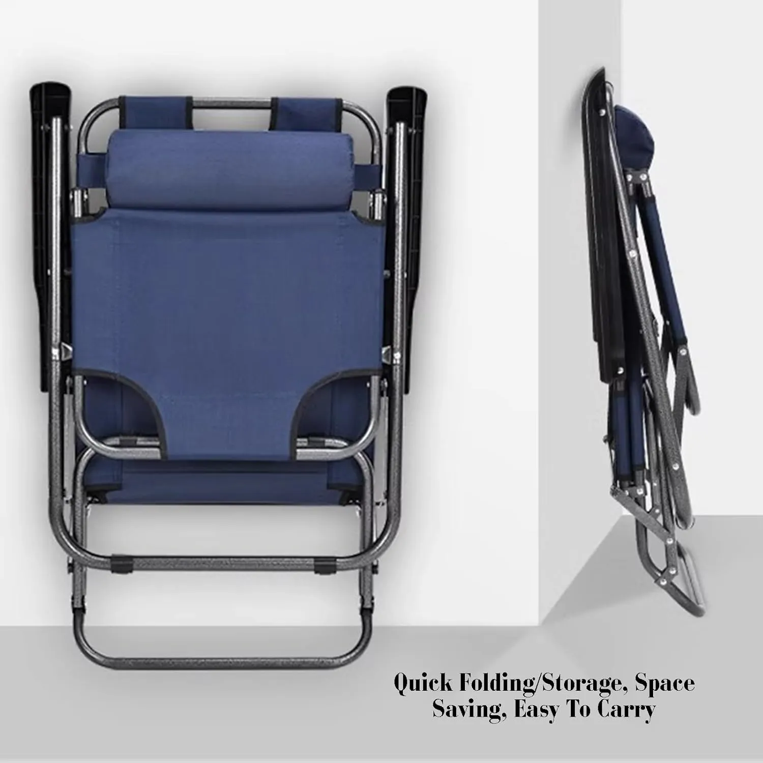 Folding Bed,Outdoor Folding Camp Bed,Folding Bed That Can Be Used As A Recliner,Folding Storage Design,Easy to Transport and Store(Blue)
