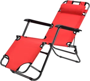 Folding Bed,Outdoor Folding Camp Bed,Folding Bed That Can Be Used As A Recliner,Folding Storage Design,Easy to Transport and Store(Red)