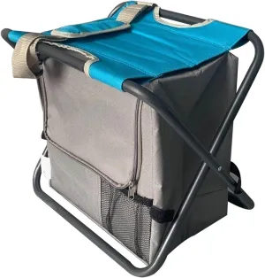 Folding Camping Chair Stool,backpack chair with Cooler Insulated Picnic Bag,Portable Lightweight Stool for Outdoor Camping Hunting Fishing Gifts for Men (Blue)