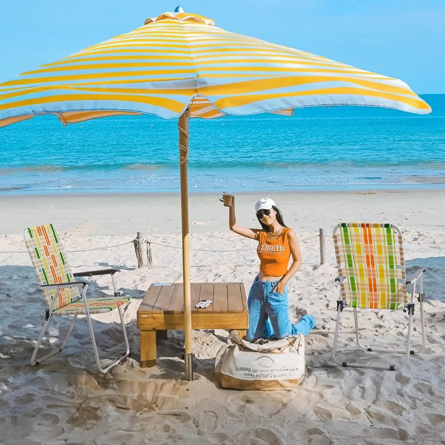 Folding Patio Lawn Webbed Chair Set of 2, Portable Outdoor Beach Chair for Adults, Camping Chair Steel Frame 300lbs Capacity for Yard, Garden Dining, Party, Picnic, 16.7" Seat Width