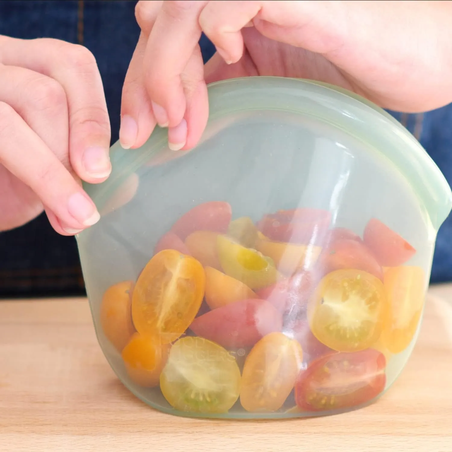 Food Huggers Hugger Bags Silicone Reusable Lunch & Snack Bag Durable Storage, BPA Free, Dishwasher & Freezer Safe, Stand-Up Resealable Produce Pouch | Small 13 fl oz, Juniper