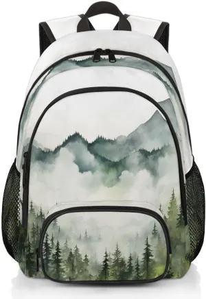 Forest Carry on Travel Backpack for Women Men Water resistant Lightweight Rucksack Backpack for Weekender Casual Work Hiking Misty Trees