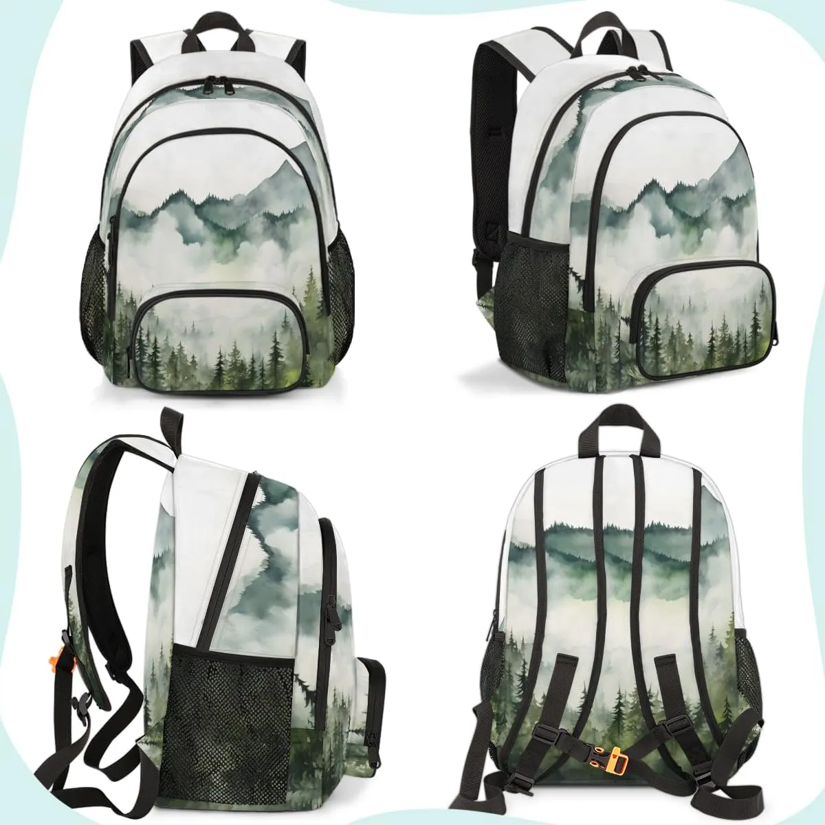 Forest Carry on Travel Backpack for Women Men Water resistant Lightweight Rucksack Backpack for Weekender Casual Work Hiking Misty Trees