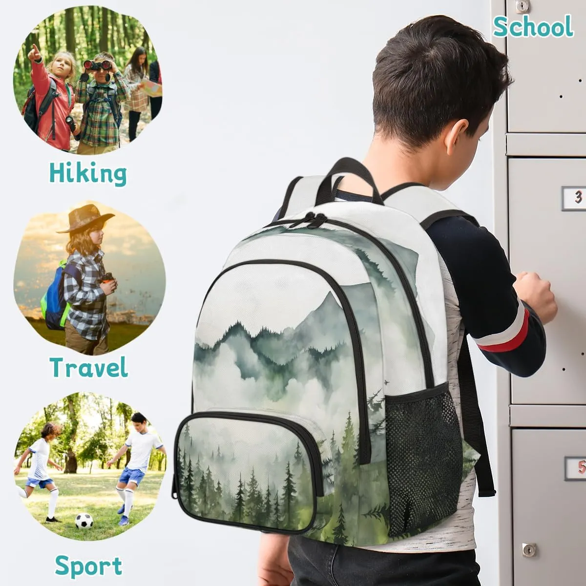 Forest Carry on Travel Backpack for Women Men Water resistant Lightweight Rucksack Backpack for Weekender Casual Work Hiking Misty Trees