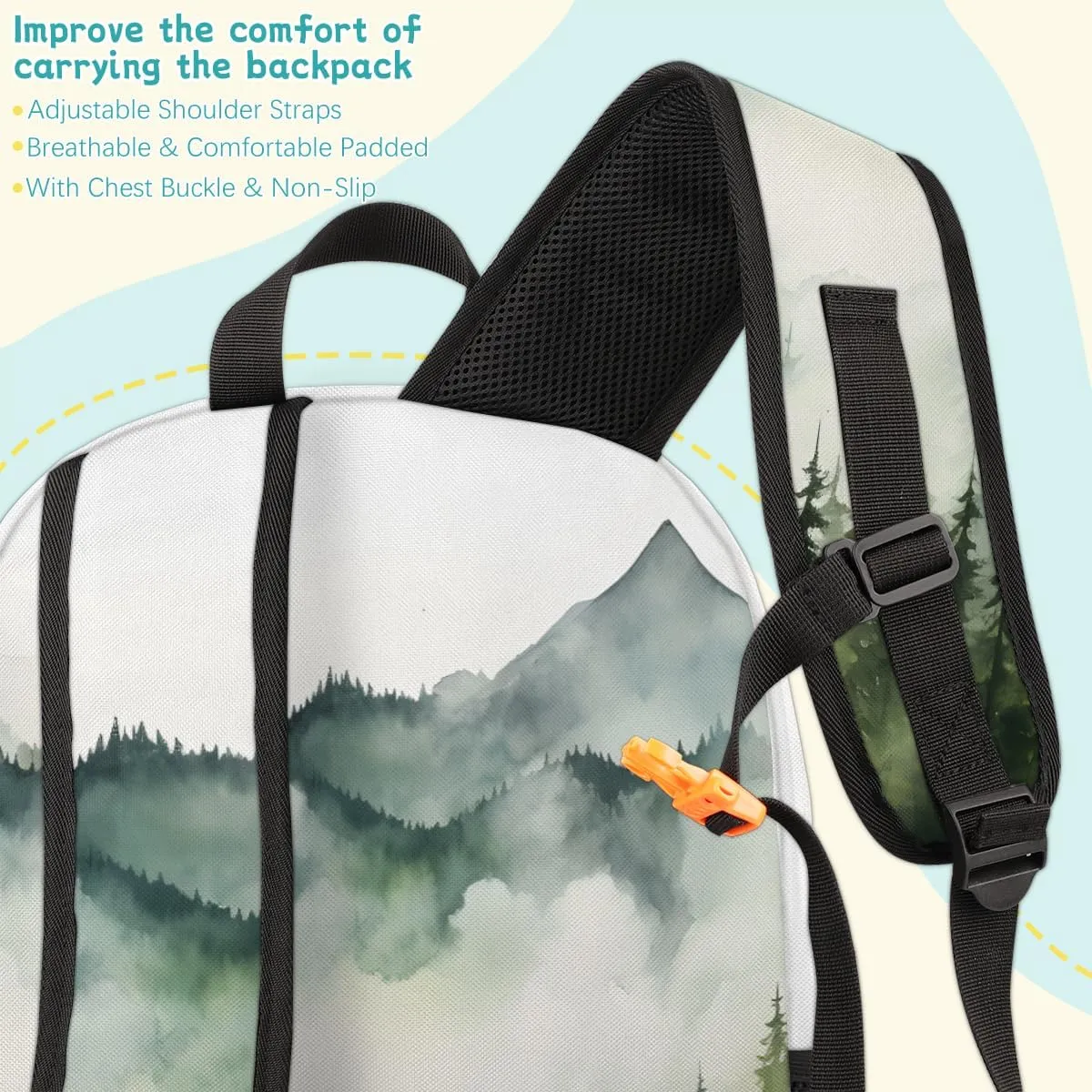 Forest Carry on Travel Backpack for Women Men Water resistant Lightweight Rucksack Backpack for Weekender Casual Work Hiking Misty Trees