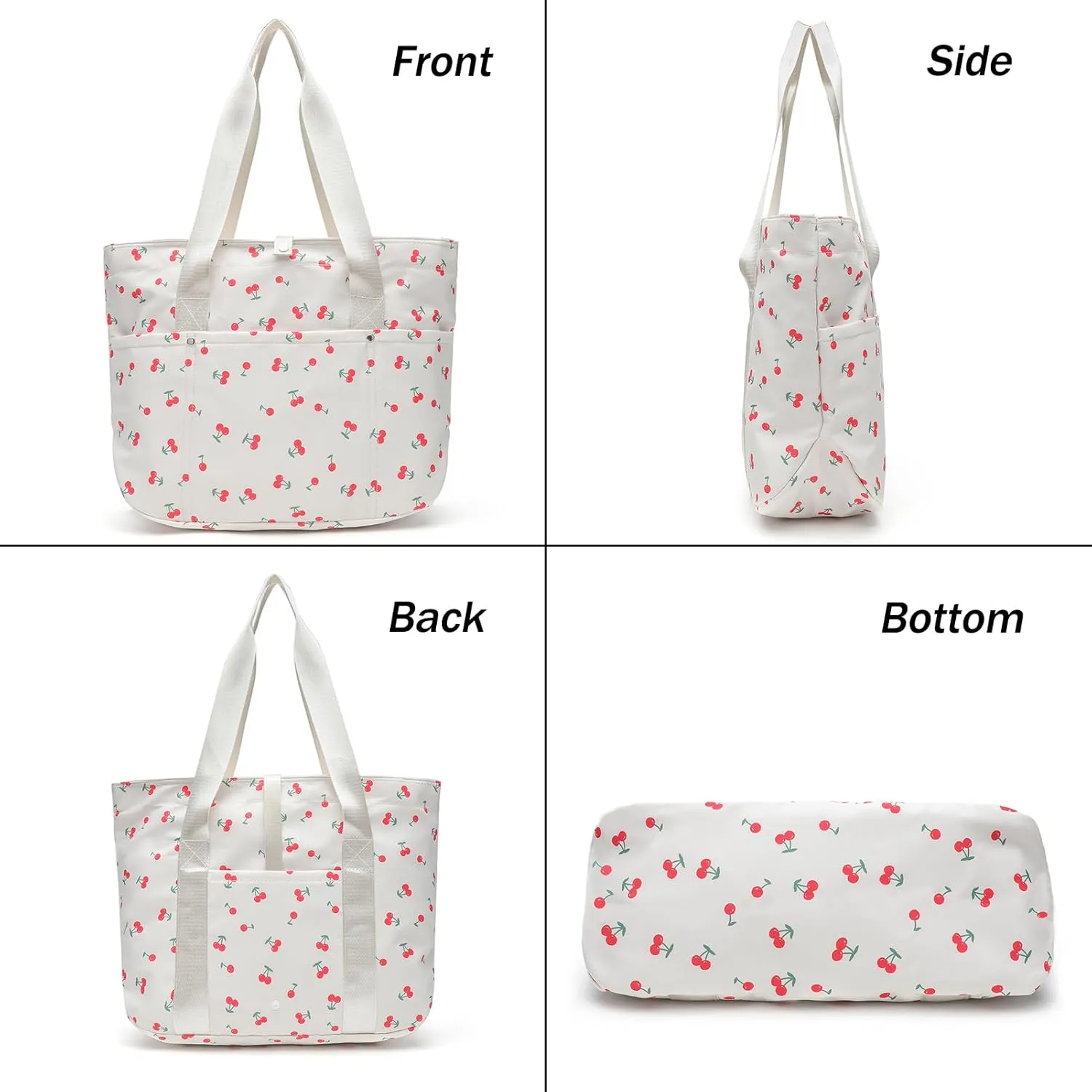 FOTN Tote Bag for Women, Foldable Tote Bag With Zipper Large Shoulder Bag Top Handle Handbag for Travel, Work