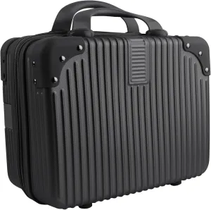Framendino, Portable Hard Shell Cosmetic Organizer Bag Travel Case Hand Luggage With Elastic Band Black