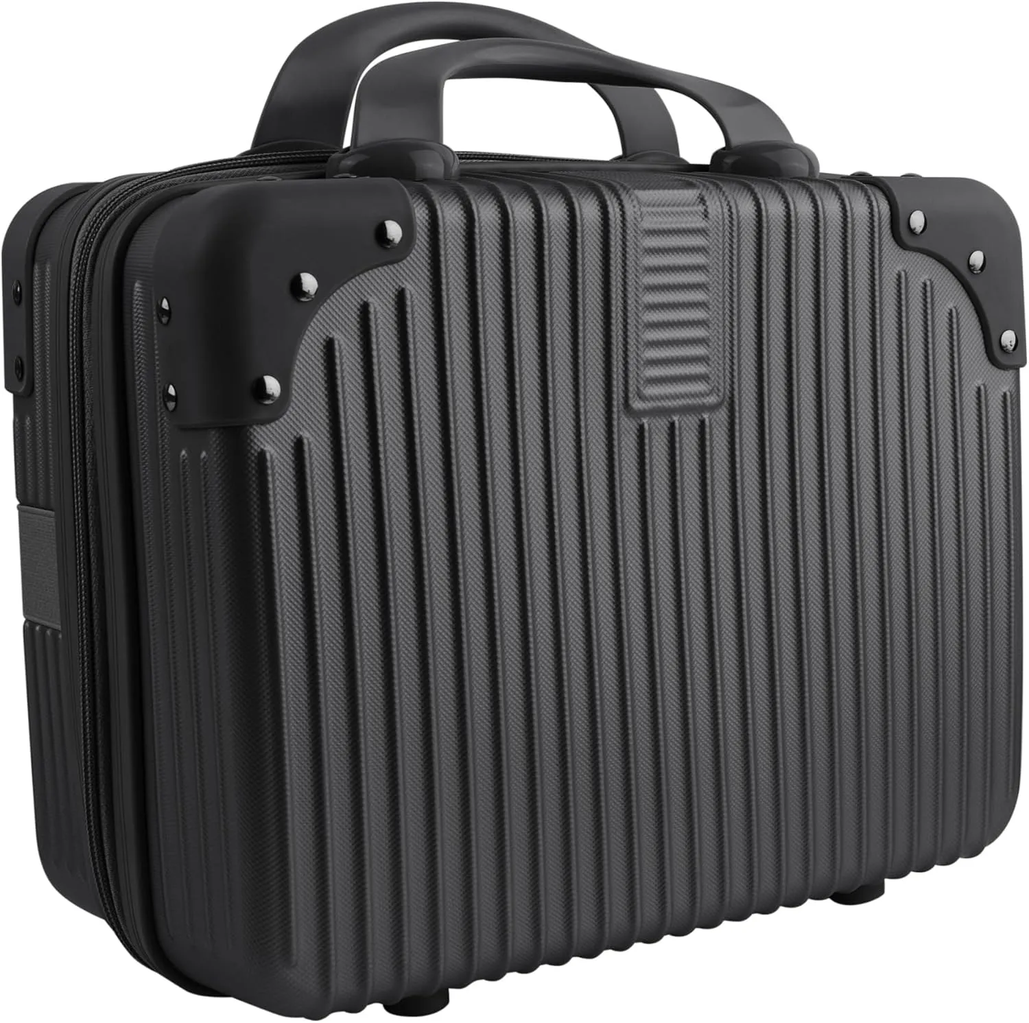 Framendino, Portable Hard Shell Cosmetic Organizer Bag Travel Case Hand Luggage With Elastic Band Black