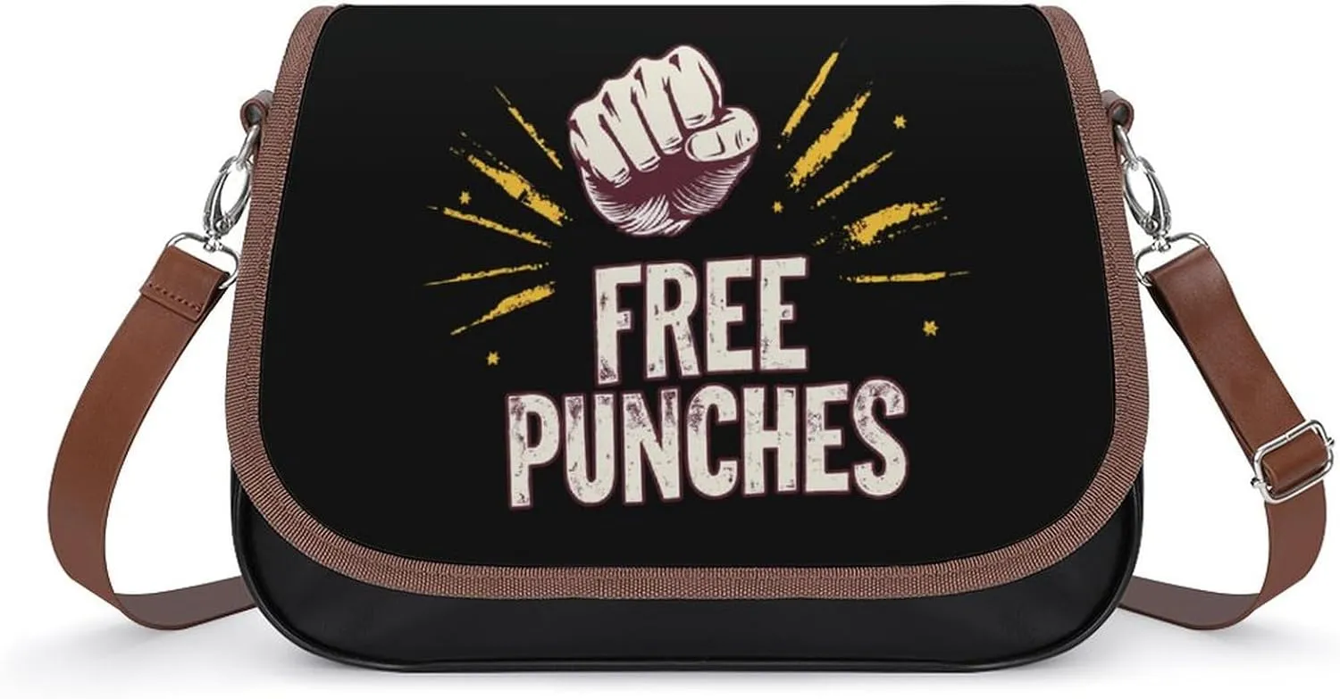 Free Punches Fighting Crossbody Bags for Women Shoulder Bag Flap Handbags Leather Cross Body Purse