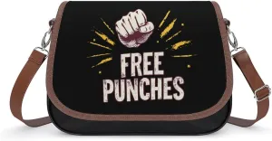 Free Punches Fighting Crossbody Bags for Women Shoulder Bag Flap Handbags Leather Cross Body Purse
