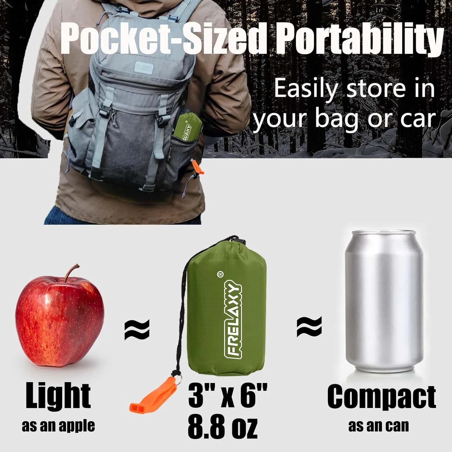Frelaxy Extra-Thick Emergency Tent, Compact Survival Tent with Whistle, Upgraded Paracord, Storage Pouch, and EVA Case, 2 Person Emergency Shelter for Backpacking, Hiking, Outdoor