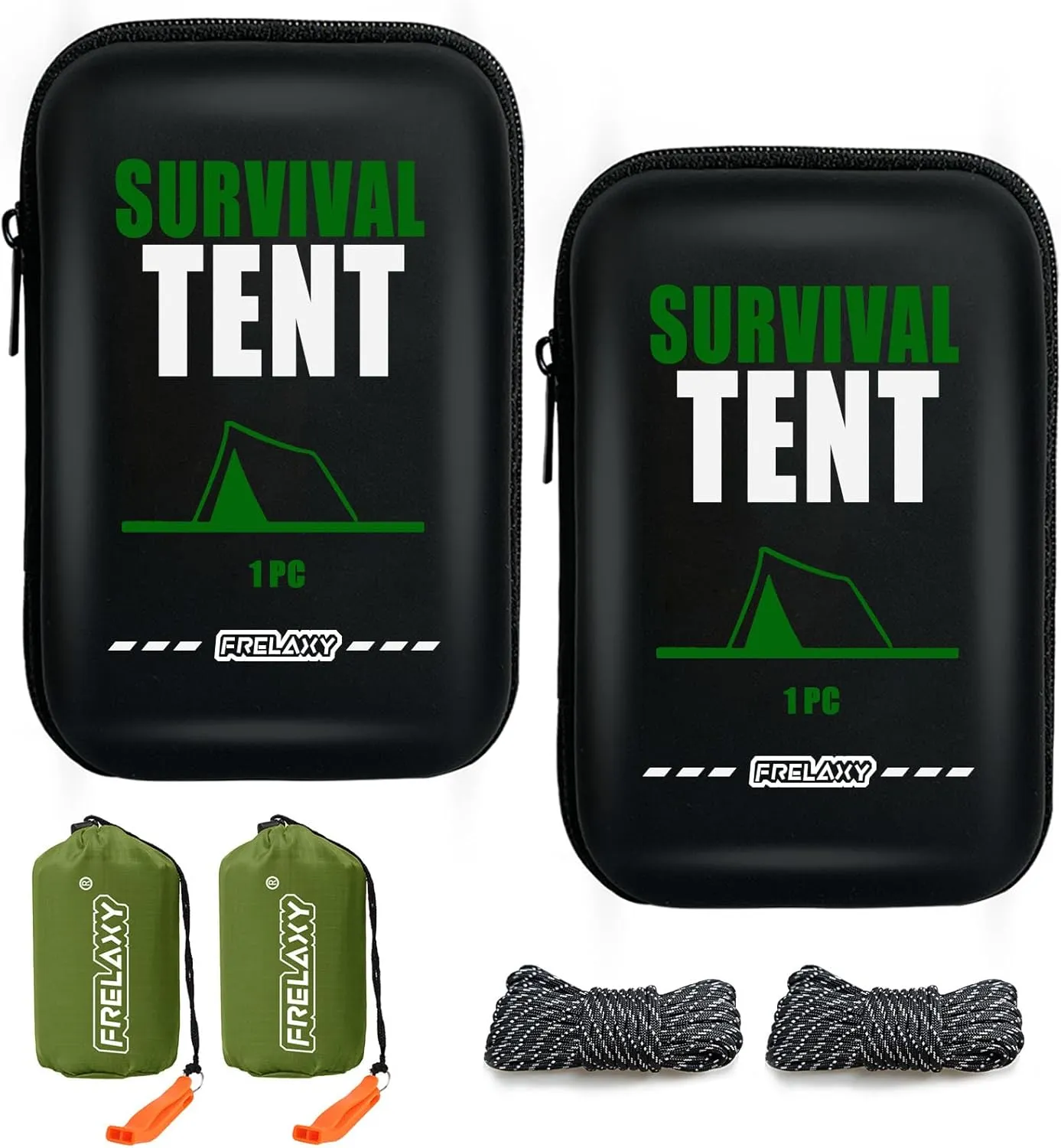 Frelaxy Extra-Thick Emergency Tent, Compact Survival Tent with Whistle, Upgraded Paracord, Storage Pouch, and EVA Case, 2 Person Emergency Shelter for Backpacking, Hiking, Outdoor