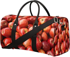 Fresh Apples Travel Duffel Bag, Red Fruit Apples Sports Tote Gym Bag, Foldable Weekender Overnight Bag, Luggage Handle Bag for Women Men