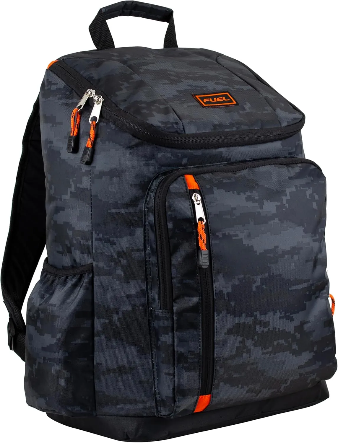 FUEL Durable Top Loader Outdoor Backpack w/Adjustable Straps, Multiple Compartments, Perfect for Travel, Hiking, Work, Classroom, Commuting - Static Camo