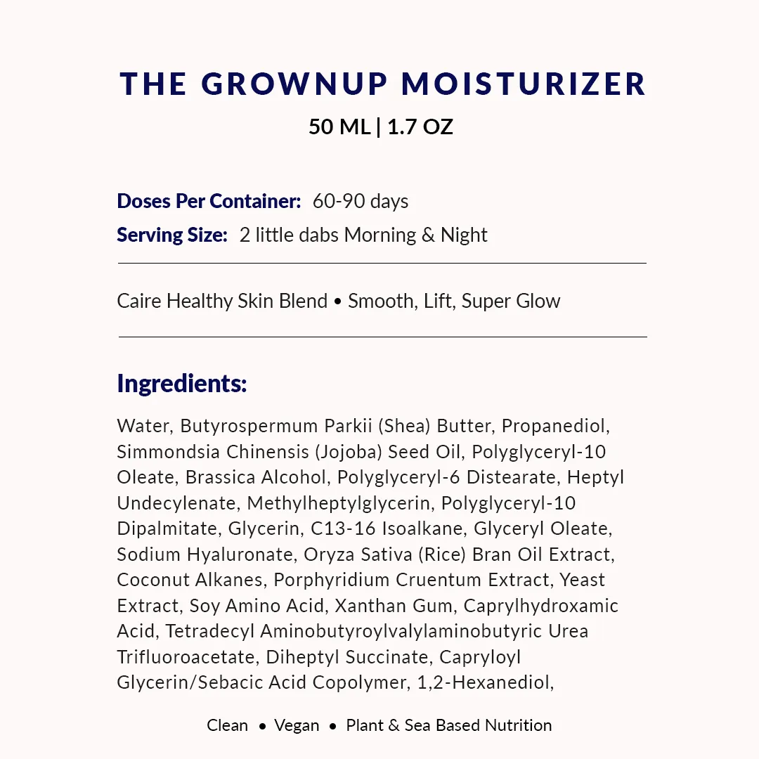 Full Size Trio: Theorem Serum Boost 30mL | 1oz   Triple Lift Molecule Mask 40 mL | 1.25oz   Grownup Moisturizer 50 mL | 1.7oz