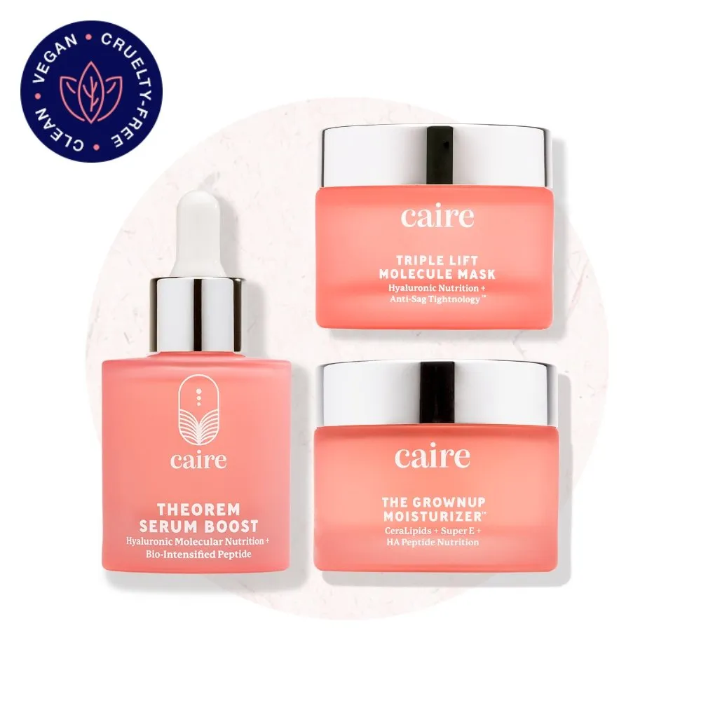 Full Size Trio: Theorem Serum Boost 30mL | 1oz   Triple Lift Molecule Mask 40 mL | 1.25oz   Grownup Moisturizer 50 mL | 1.7oz