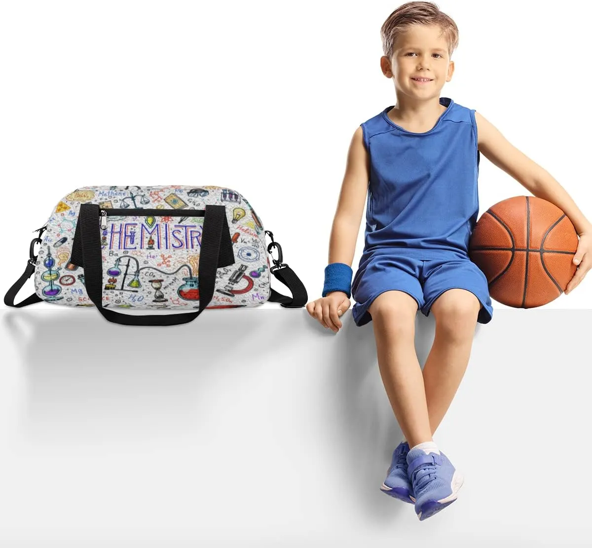 Funny Chemical Formula Kids Duffel Bag for Girls Boys Teens, Chemical Oil Painting Dance Bag Overnight Small Duffel Bag Carry On Weekend Sports Gym Travel Bag for School Practice Gymnastics Ballet