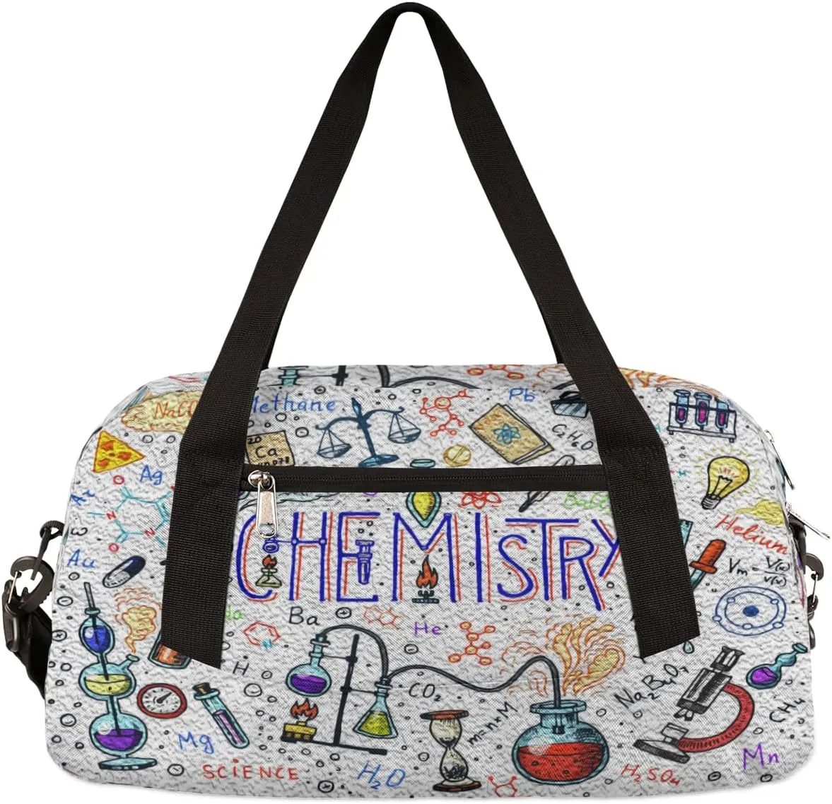 Funny Chemical Formula Kids Duffel Bag for Girls Boys Teens, Chemical Oil Painting Dance Bag Overnight Small Duffel Bag Carry On Weekend Sports Gym Travel Bag for School Practice Gymnastics Ballet