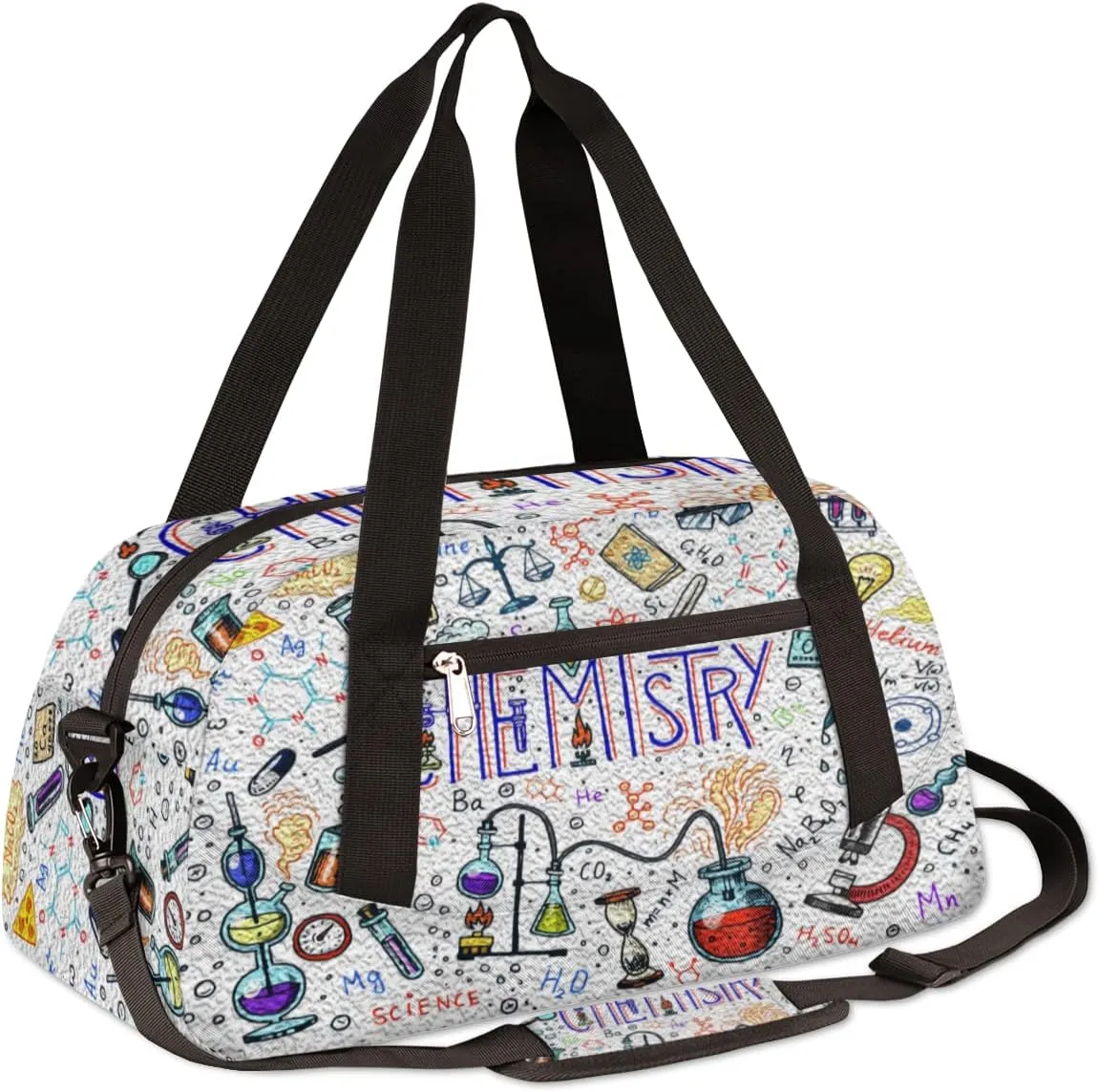 Funny Chemical Formula Kids Duffel Bag for Girls Boys Teens, Chemical Oil Painting Dance Bag Overnight Small Duffel Bag Carry On Weekend Sports Gym Travel Bag for School Practice Gymnastics Ballet