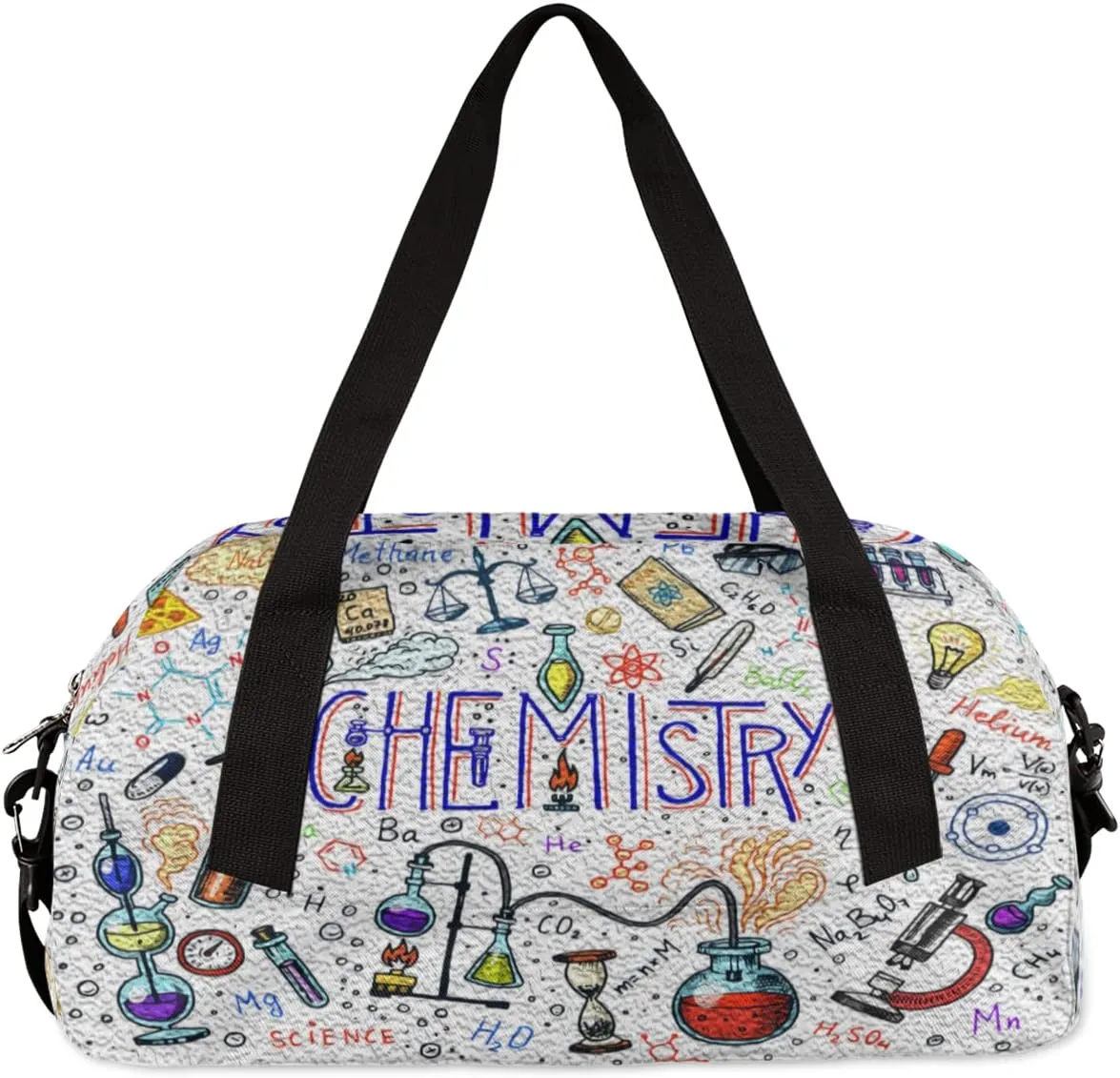 Funny Chemical Formula Kids Duffel Bag for Girls Boys Teens, Chemical Oil Painting Dance Bag Overnight Small Duffel Bag Carry On Weekend Sports Gym Travel Bag for School Practice Gymnastics Ballet