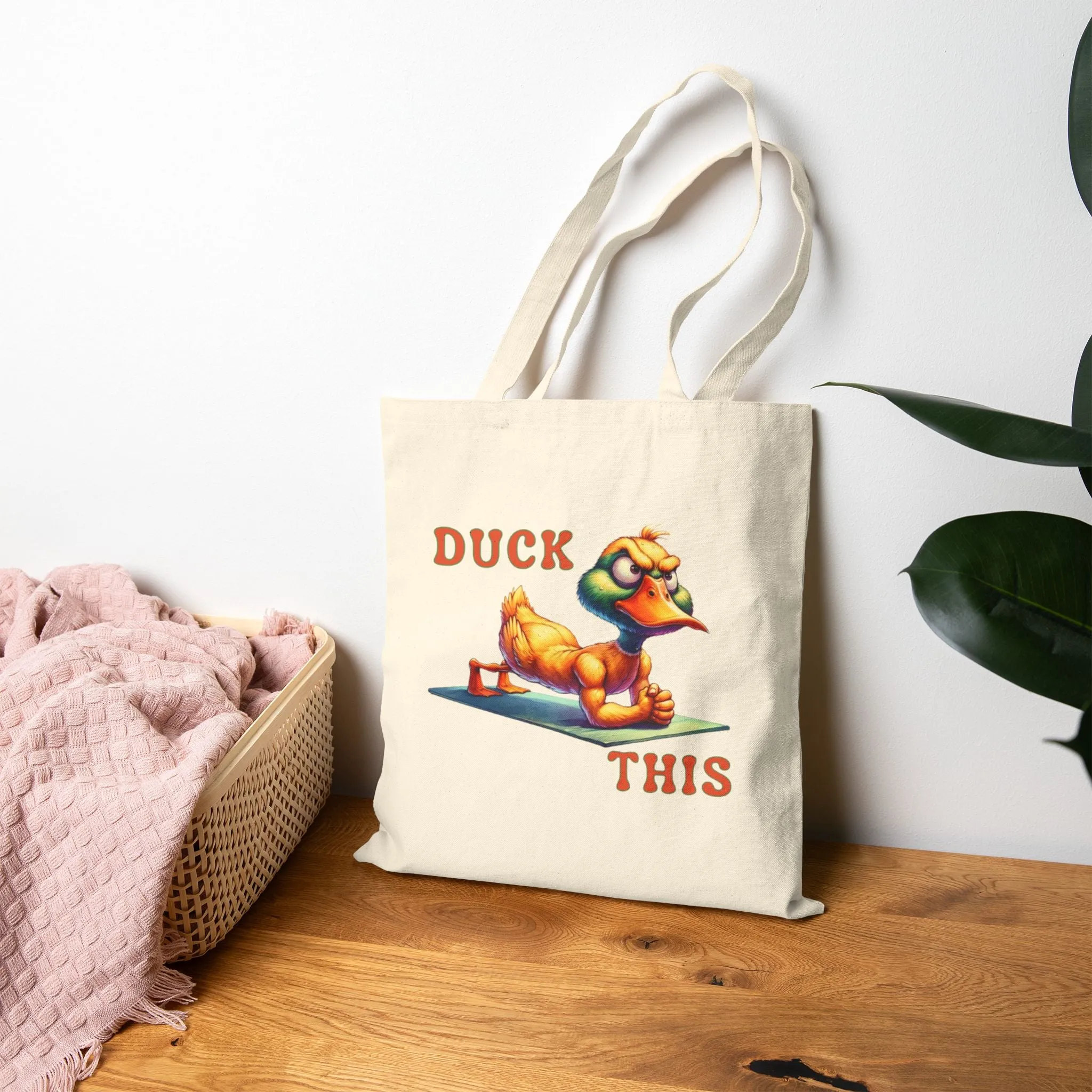 Funny Duck This Cotton Canvas Tote Bag, Eco-Friendly Shopping Bag, Reusable Tote, Gift for Duck Lovers, Beach Bag, Casual Carryall
