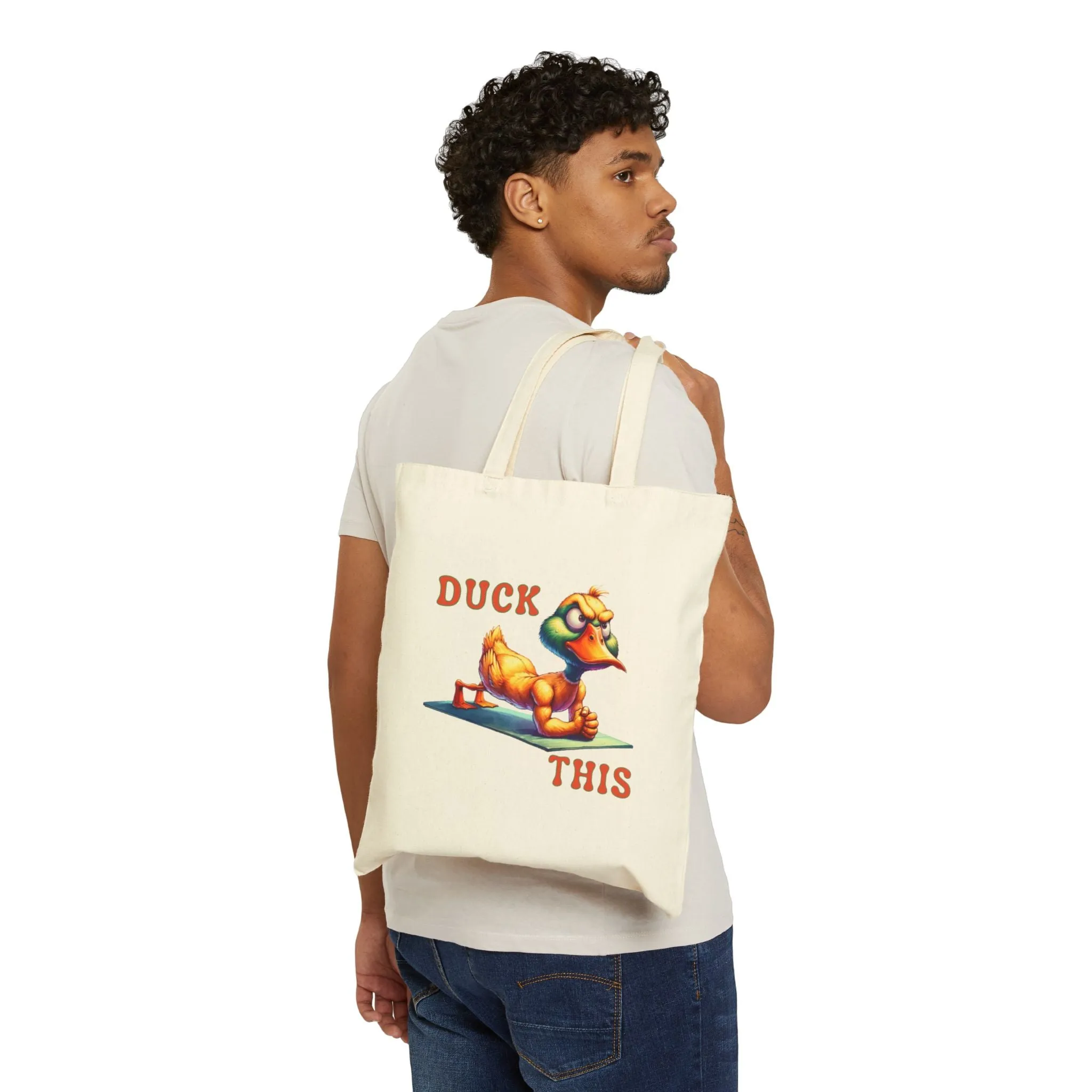 Funny Duck This Cotton Canvas Tote Bag, Eco-Friendly Shopping Bag, Reusable Tote, Gift for Duck Lovers, Beach Bag, Casual Carryall