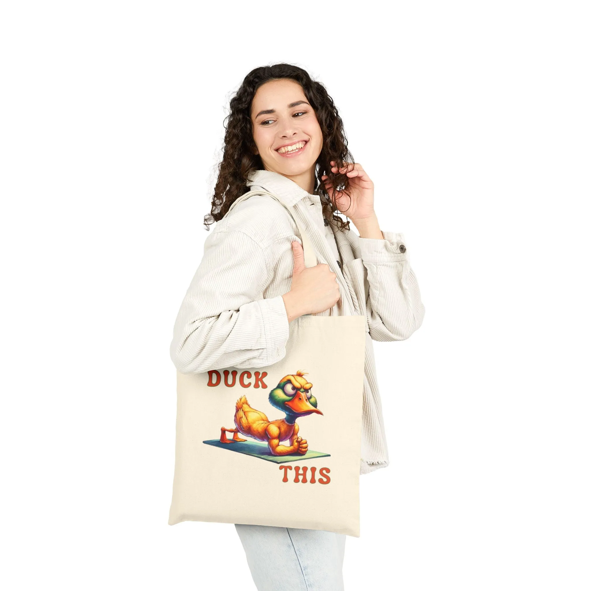Funny Duck This Cotton Canvas Tote Bag, Eco-Friendly Shopping Bag, Reusable Tote, Gift for Duck Lovers, Beach Bag, Casual Carryall