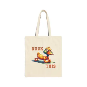 Funny Duck This Cotton Canvas Tote Bag, Eco-Friendly Shopping Bag, Reusable Tote, Gift for Duck Lovers, Beach Bag, Casual Carryall