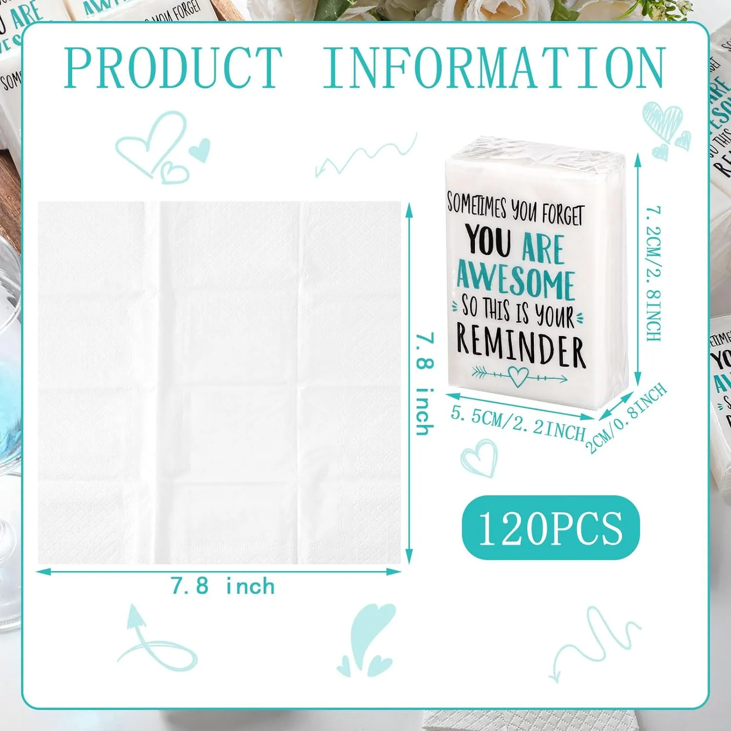 Fuutreo Motivational Facial Tissue Packs 3 Ply Inspirational Pocket Travel Packs Appreciation Gifts Soft Tissues Packs Individual Packs Travel Bulk for Wedding