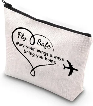 G2TUP Fly Safe Gift For Traveler Cosmetic Bag Flight Attendant Traveler Pouch Aviation Grad Toiletry Bag (Fly Safe)