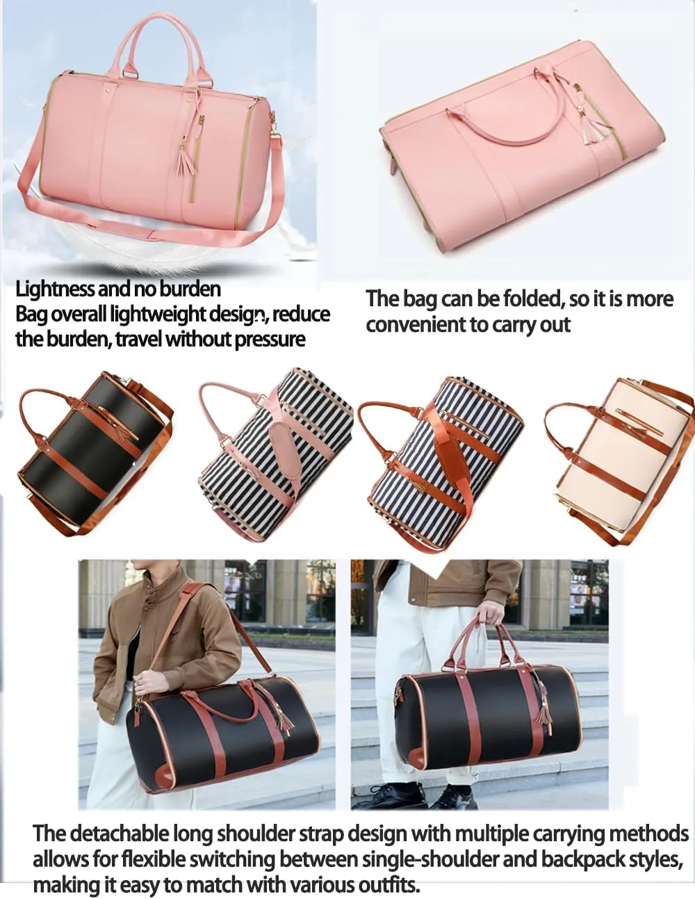 Garment Duffle Bags For Travel Garment Duffle Bag Carry On Bag Foldable Travel Bag Garment Bag Duffle Bag For Travel Women (Stripe (B))