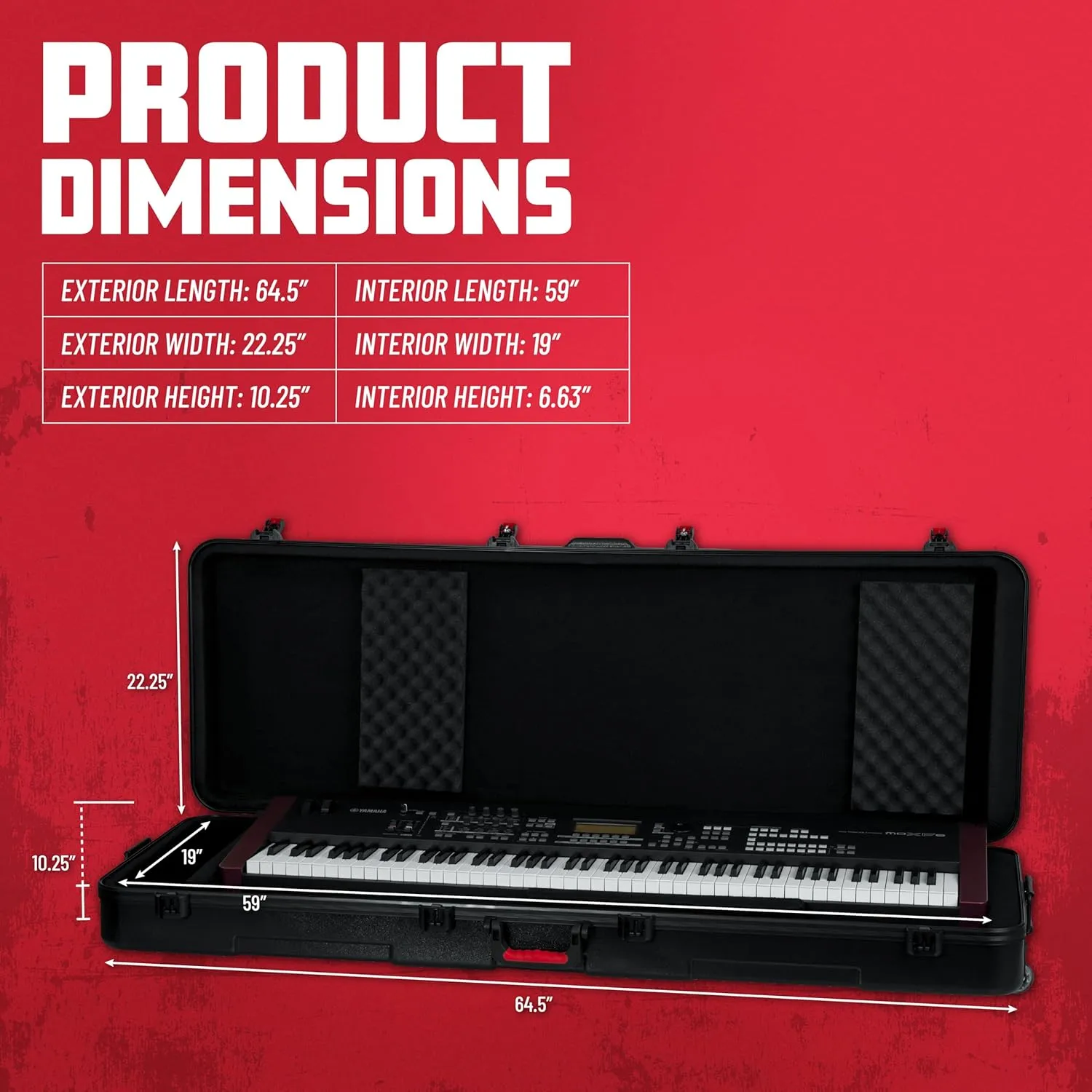 Gator Cases Frequent Flyer's Series Molded Flight Case for 88-Note Keyboards with TSA Approved Locking Latches and Recessed Wheels, (GTSA-KEY88)