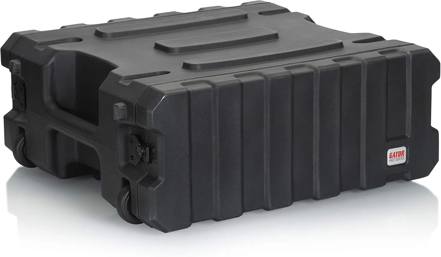 Gator Cases Pro Series 4U Rolling Rack Case with 19" Depth, Tow Handle & Recessed Wheels; Roto Molded Made in USA (G-PROR-4U-19)