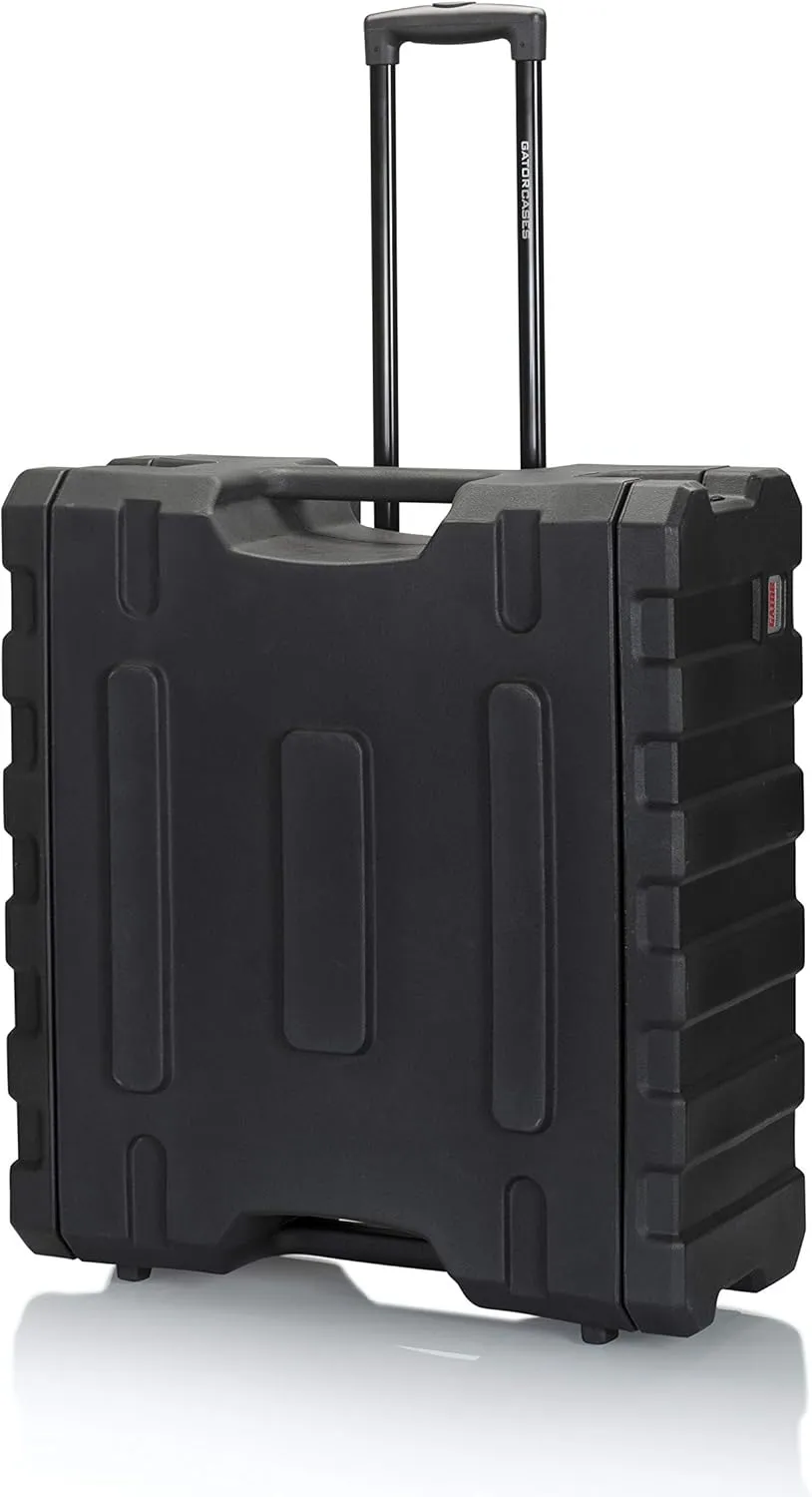 Gator Cases Pro Series 4U Rolling Rack Case with 19" Depth, Tow Handle & Recessed Wheels; Roto Molded Made in USA (G-PROR-4U-19)