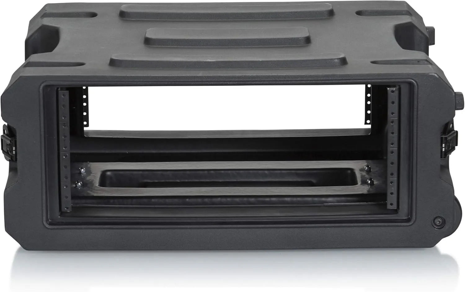 Gator Cases Pro Series 4U Rolling Rack Case with 19" Depth, Tow Handle & Recessed Wheels; Roto Molded Made in USA (G-PROR-4U-19)