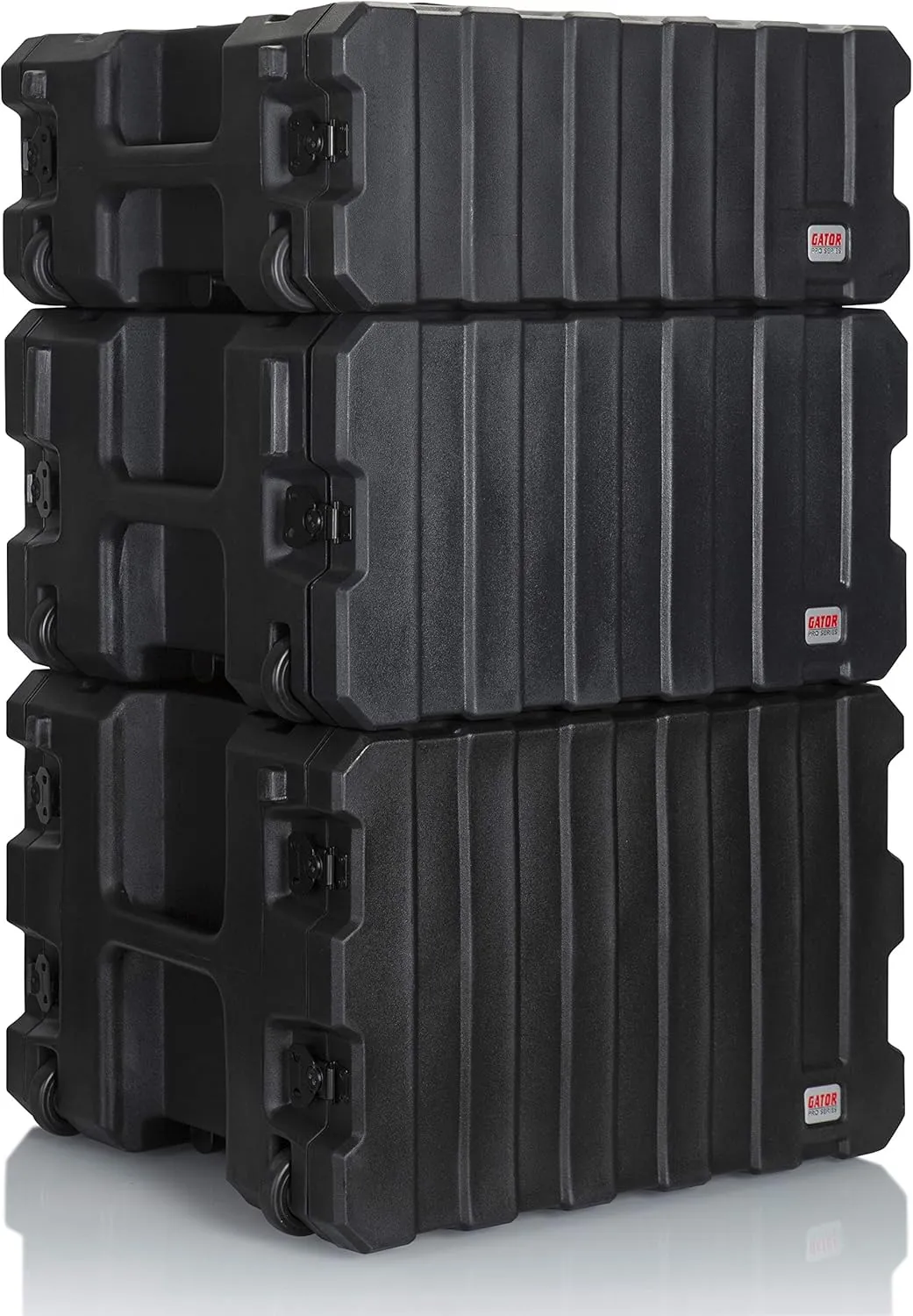 Gator Cases Pro Series 4U Rolling Rack Case with 19" Depth, Tow Handle & Recessed Wheels; Roto Molded Made in USA (G-PROR-4U-19)
