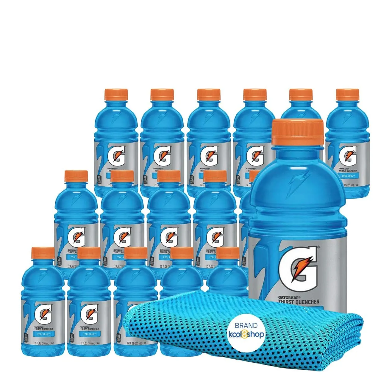 Gatorade Cool Blue Thirst Quencher Electrolyte Enhanced Sports Drink 12 fl oz Plastic Bottle 18 Pack   1 Microfiber Cooling Towel by KOOL8SHOP Infinite Deals