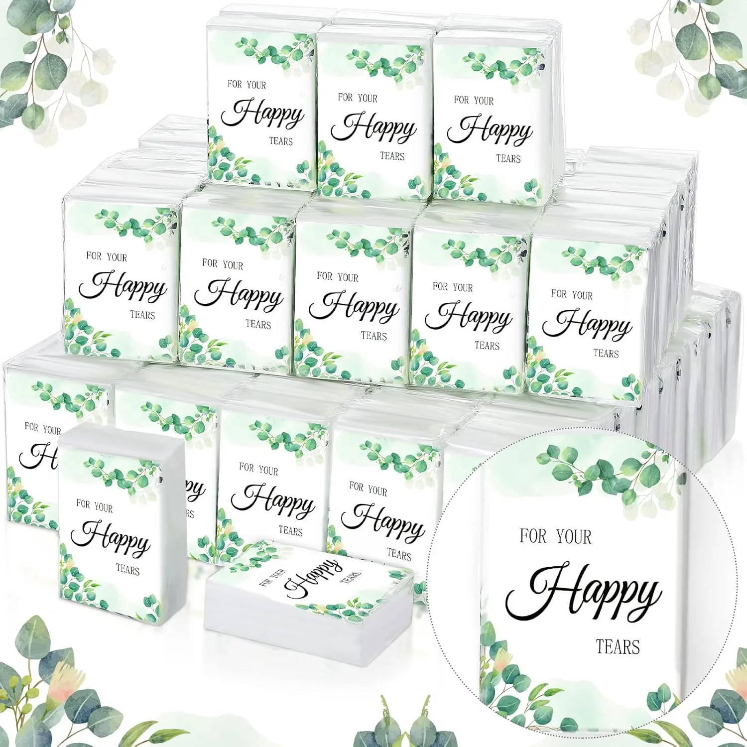 Geelin 100 Pack Wedding Facial Tissues Items Welcome Bags Pocket Tissues Mini Travel Size Favors for Guests Happy Tears for Wedding Party Ceremony Graduation(Fresh Style)
