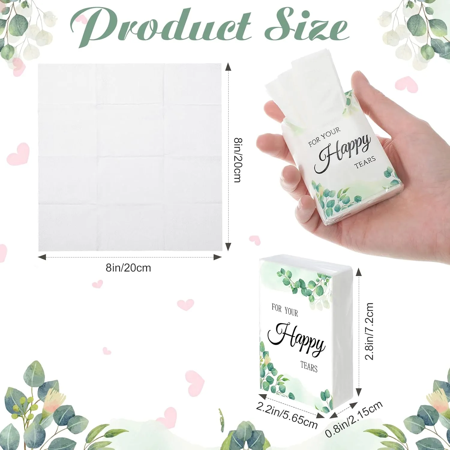 Geelin 100 Pack Wedding Facial Tissues Items Welcome Bags Pocket Tissues Mini Travel Size Favors for Guests Happy Tears for Wedding Party Ceremony Graduation(Fresh Style)