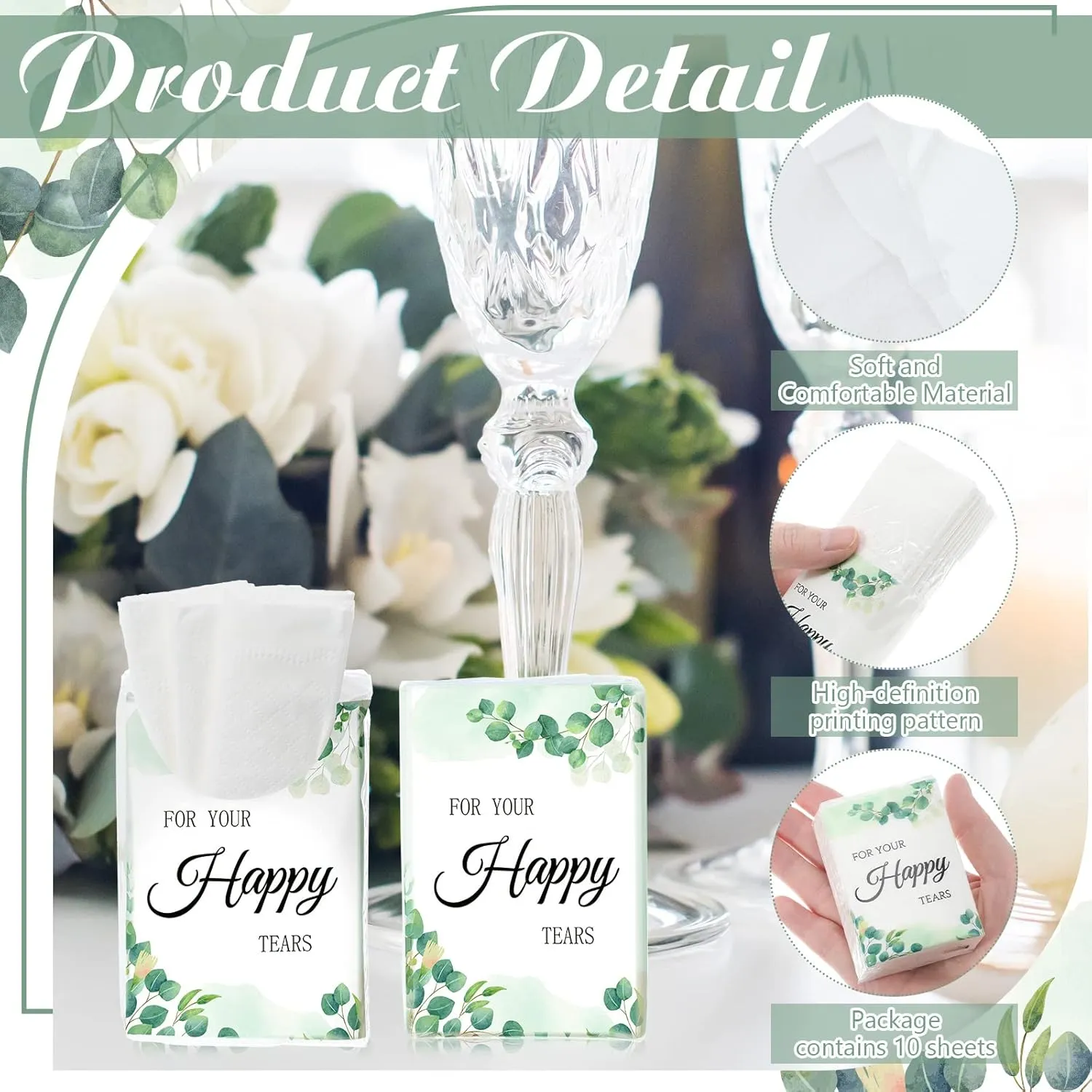 Geelin 100 Pack Wedding Facial Tissues Items Welcome Bags Pocket Tissues Mini Travel Size Favors for Guests Happy Tears for Wedding Party Ceremony Graduation(Fresh Style)