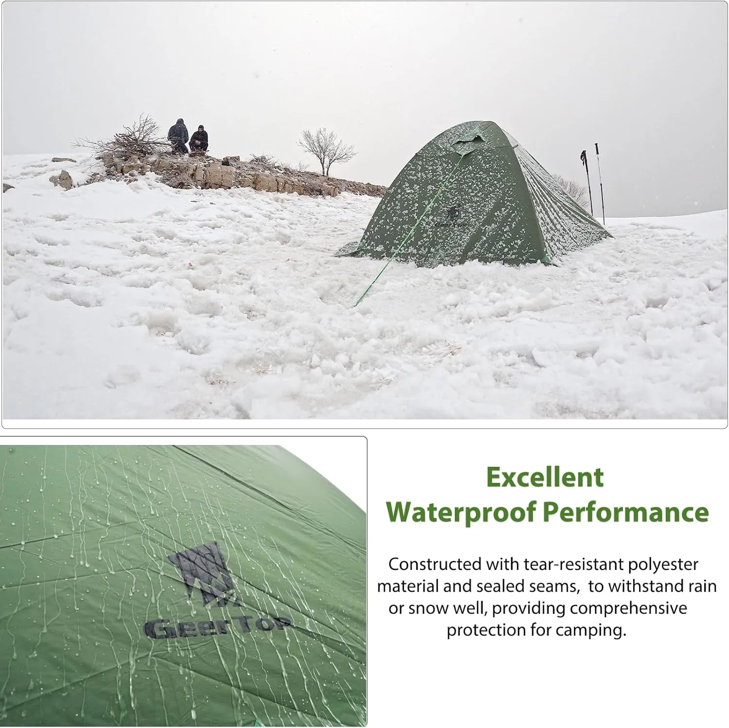 GEERTOP Ultralight 2 Person Backpacking Tent 4 Season Waterproof Camping Tent Double Layer Cold Weather Easy Set Up Tents for Family Camp, Hiking, Hunting Outdoor Mountaineering Travel