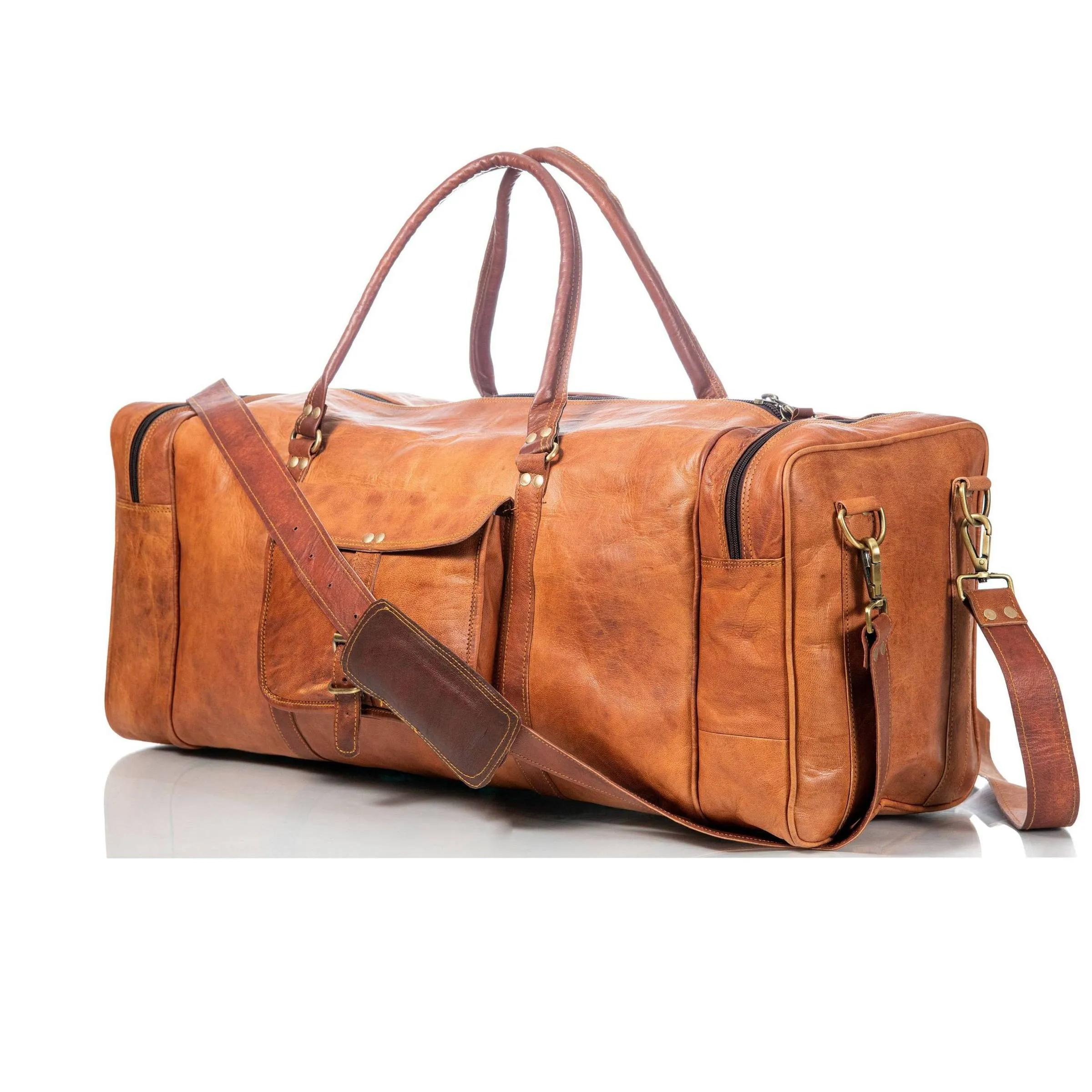 Genuine Leather Overnight Weekender Luggage Duffle Bag