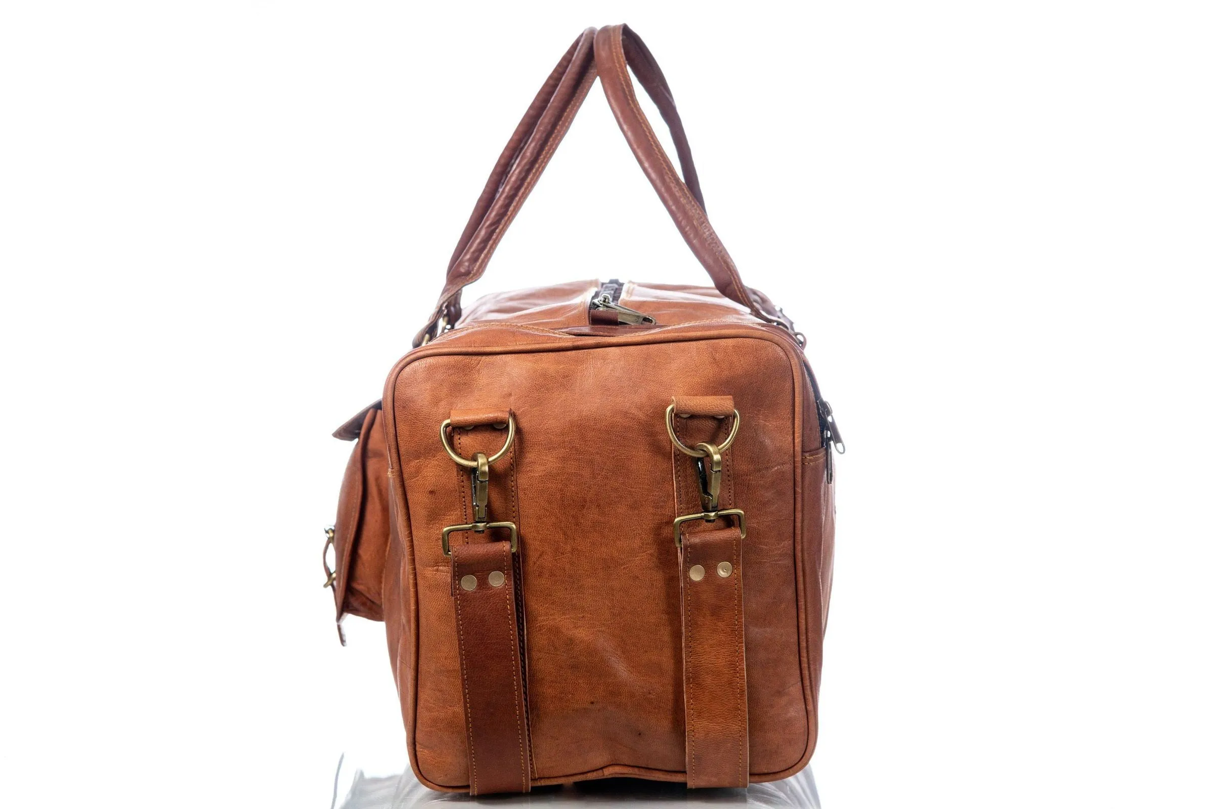 Genuine Leather Overnight Weekender Luggage Duffle Bag