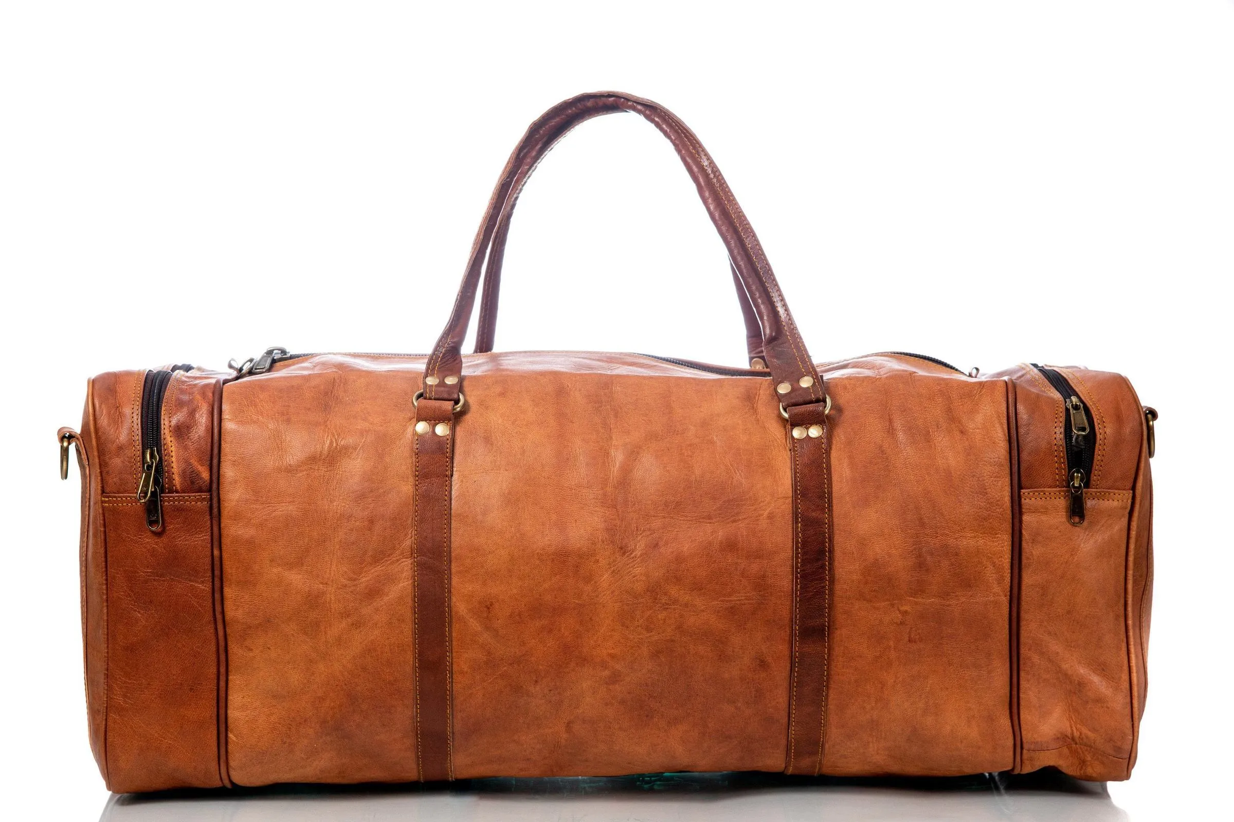 Genuine Leather Overnight Weekender Luggage Duffle Bag