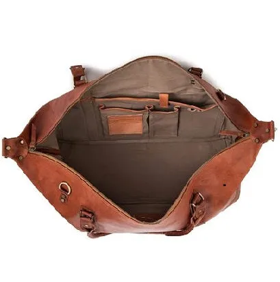 Genuine Leather Traveler Overnight Weekender Duffle Bag
